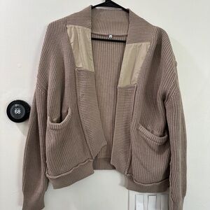 Knitted Taupe Women's Cardigan